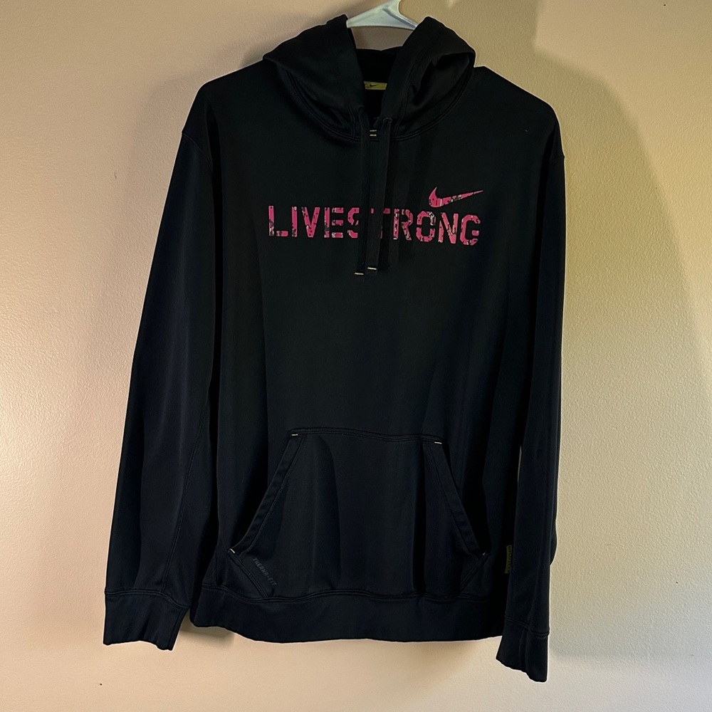 Nike Black Hoodie with Pink LIVESTRONG Logo